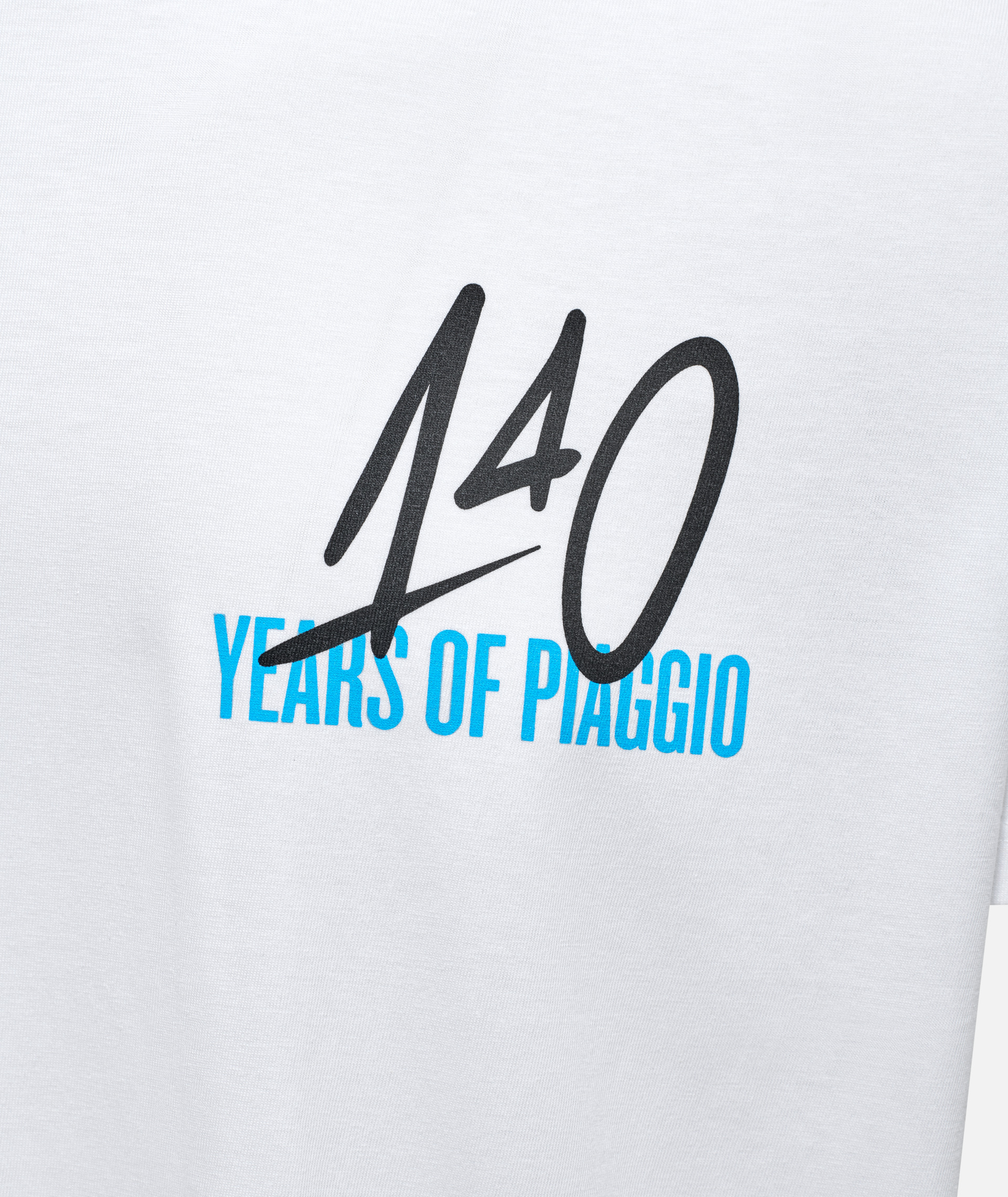 Vespa T-shirt "140 jaar Piaggio" wit blauw