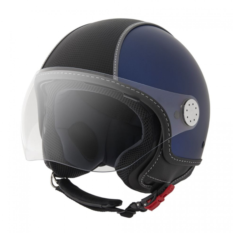 Piaggio Demi Jet helm, carbon huid, blauw