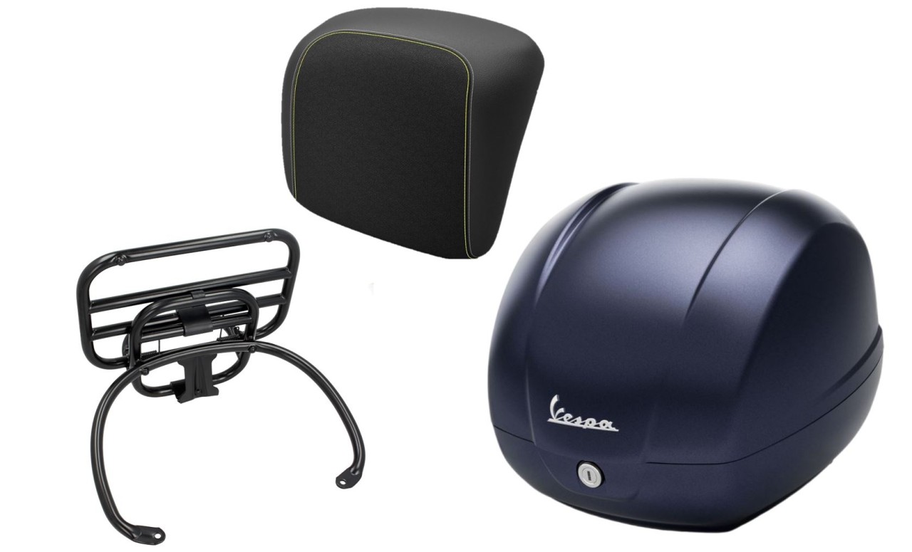 Topkofferset 36L diepblauw mat opaco (288/A), bagagerek zwart voor Vespa GTS 125/300/310