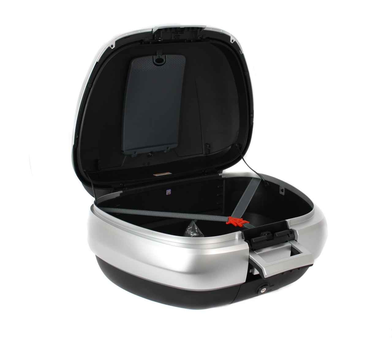 Topkoffer 50 l, (H4_grijs mat 760/B) incl. rugkussen voor Piaggio MP3 500 Sport Advance HPE