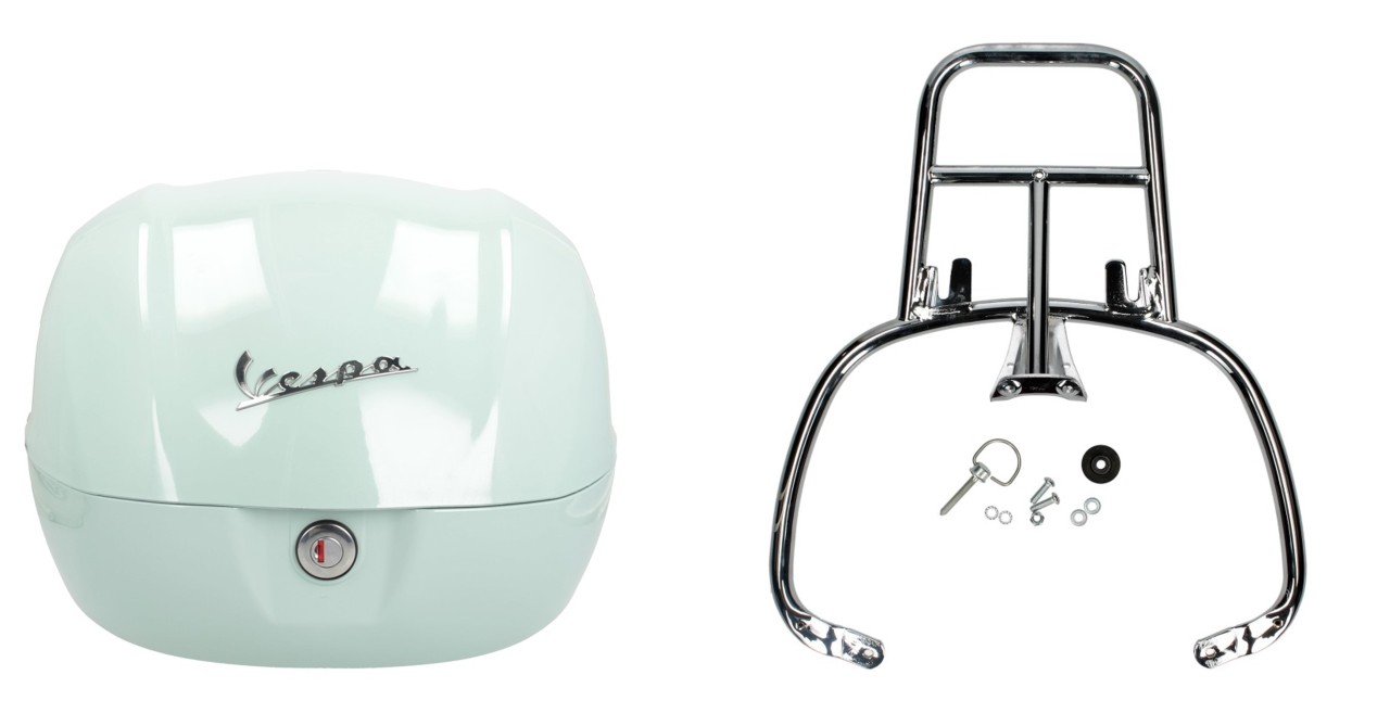 Topcase Kit 32L latte menta (350/A), bagagerek chroom voor Primavera