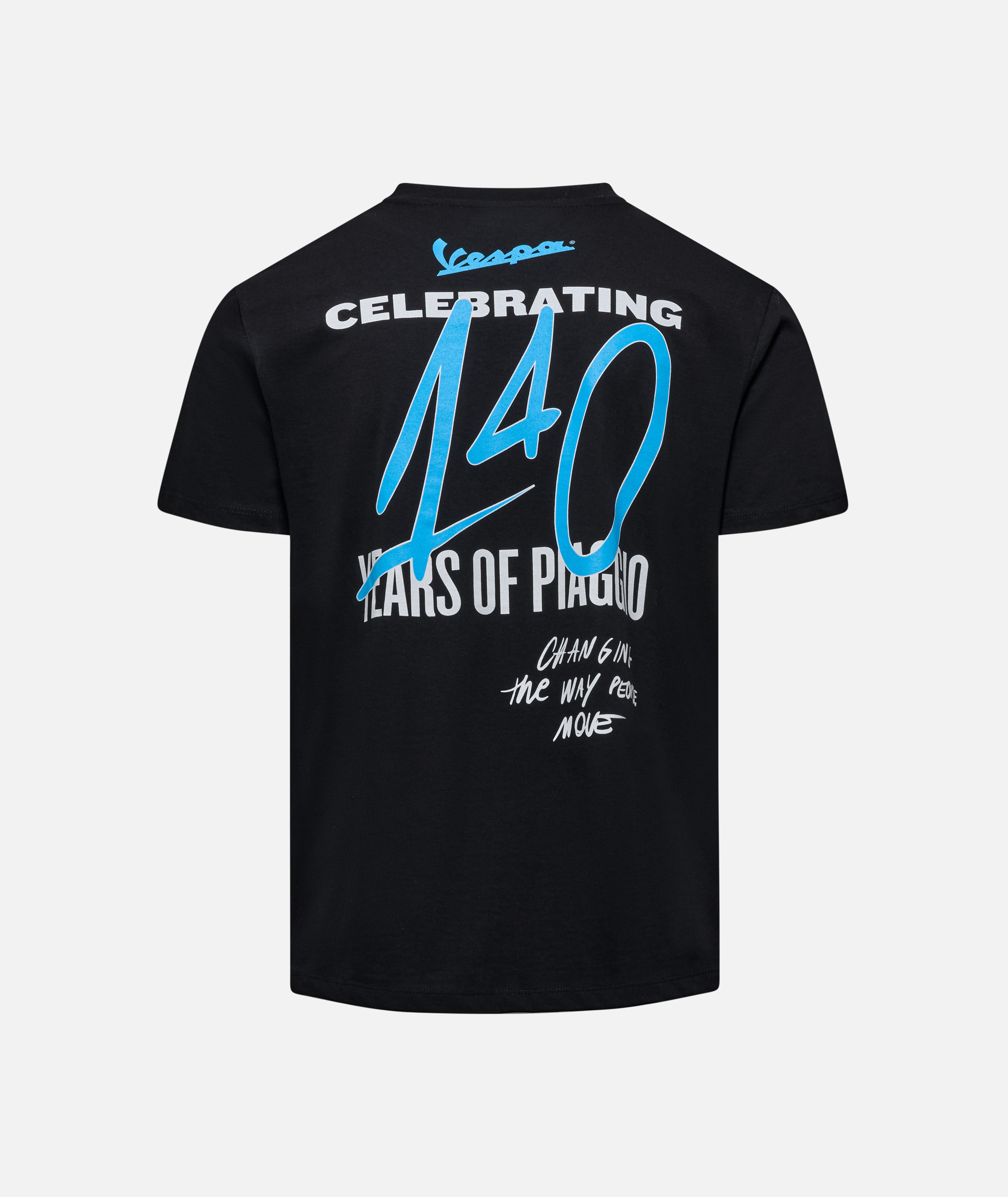 Vespa T-shirt "140 jaar Piaggio" zwart blauw