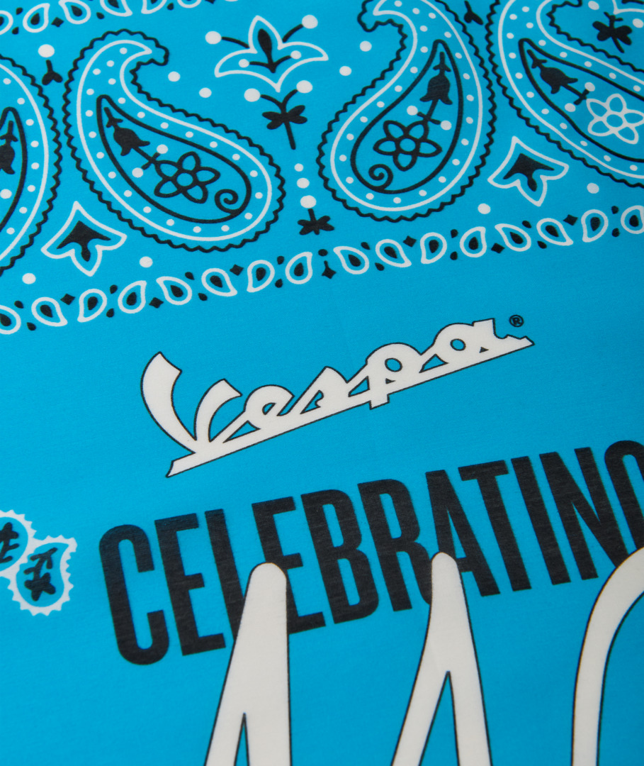 Vespa bandana "140 jaar Piaggio" blauw wit