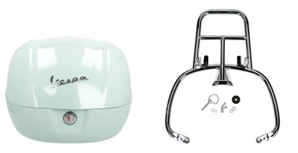 Topcase Kit 32L latte menta (350/A), bagagerek chroom voor Primavera