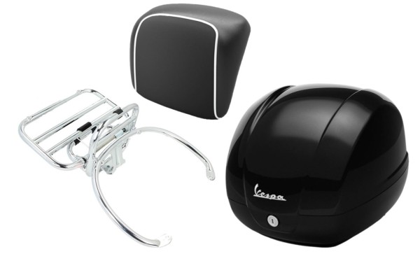 Topkofferset 36L nero cosmo (98/A), bagagerek chroom, rugkussen zwart voor GTS 125/300/310