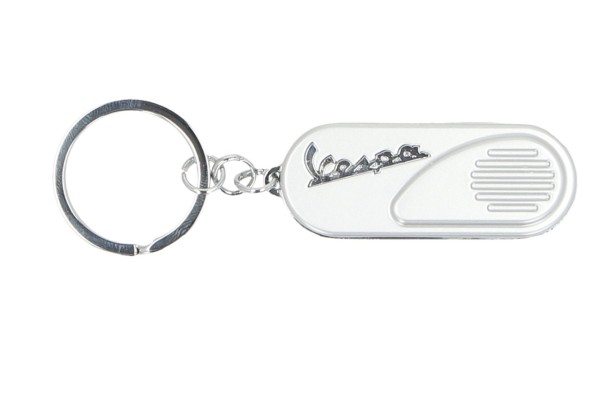 Vespa sleutelhanger, klassieke zijkap zilver