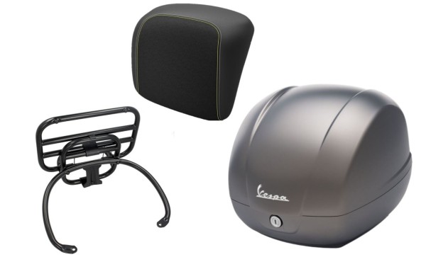 Topkofferset 36L kwartsgrijs (G22), bagagerek zwart voor Vespa GTS 125/300/310