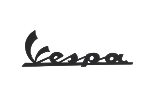 Vespa"-belettering op voorpootschild - glanzend zwart/antraciet
