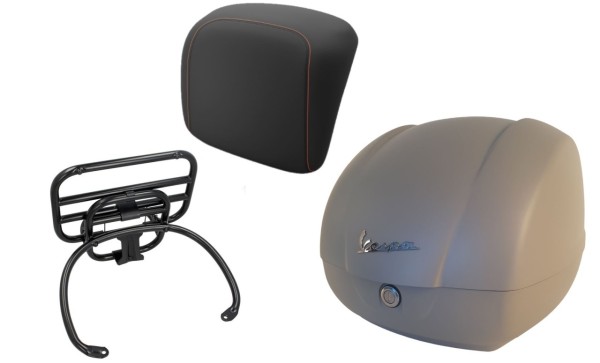 Topkofferset 36L beige mat (Q03), bagagerek zwart voor Vespa GTS 125/300/310