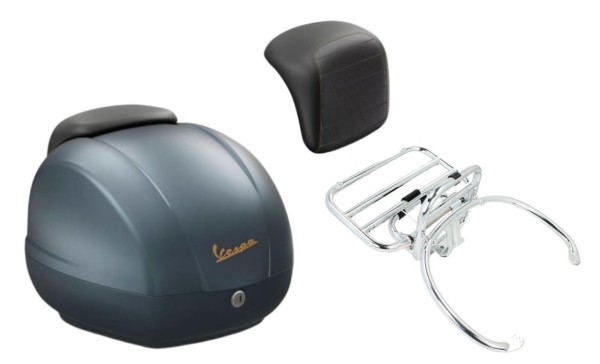 Topcase Kit 36L Blauw Officina 8 (D31), bagagerek chroom voor Vespa GTS 125/300/310